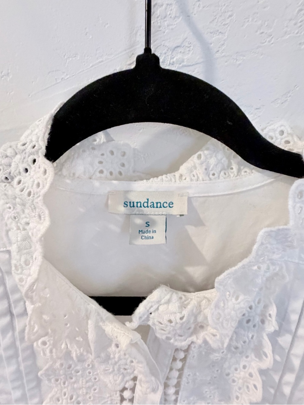 Sundance White Pintuck Lace Peasant Blouse 100% Cotton BOHO Romantic SZ Small - Picture 6 of 13